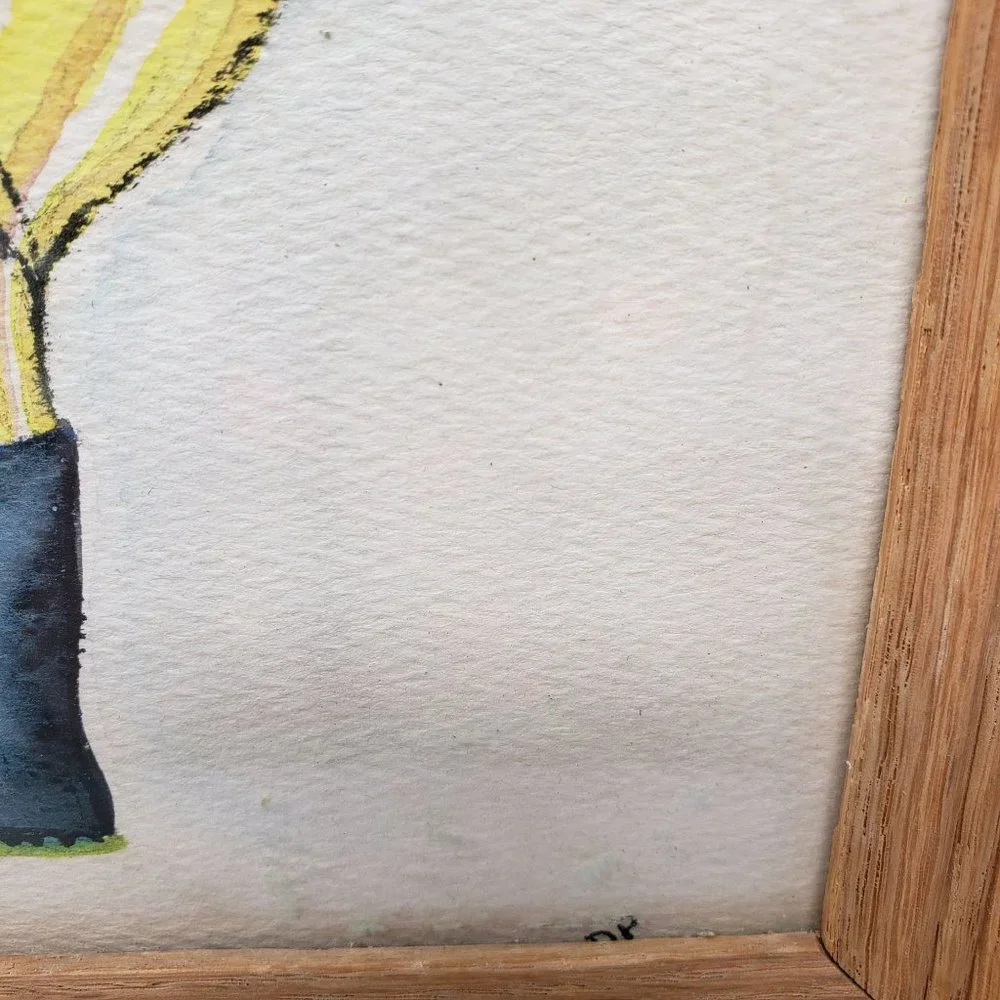 Vintage Child Art Paintings Pirate Astronaut Set Framed Watercolor Signed